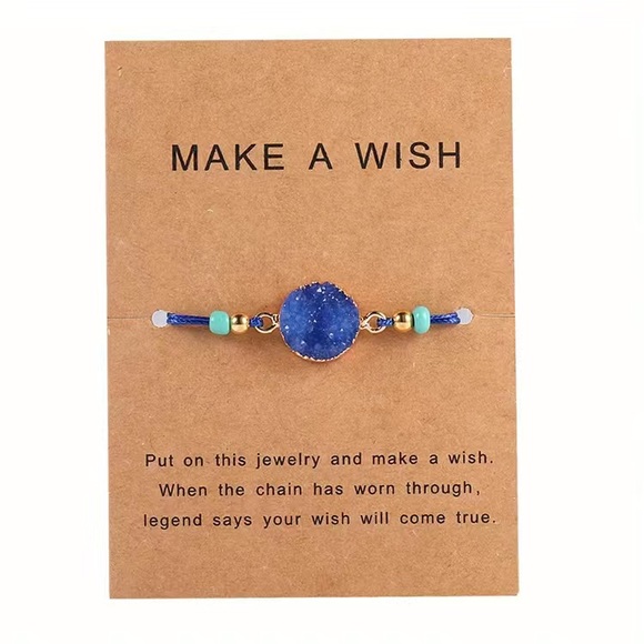 Jewelry - NEW Boho Blue Druzy Cord Bracelet
